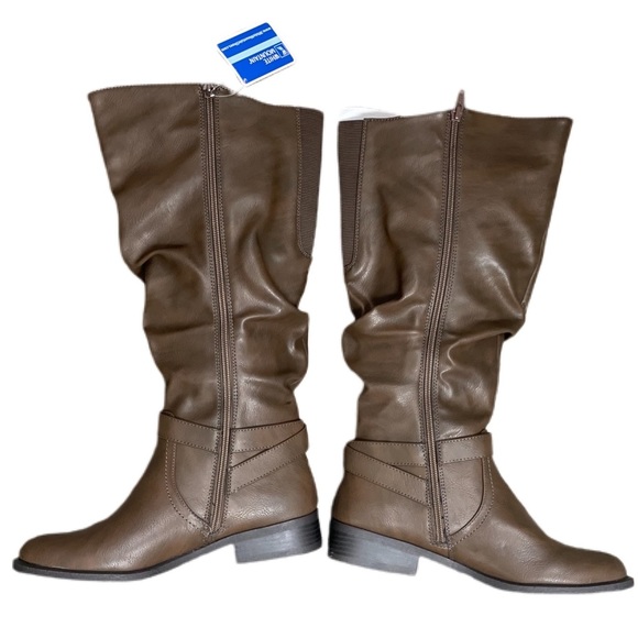 White Mountain- Brown Ruched Liona Boot - Size 8 Wide Calf - NIB! - Picture 8 of 13